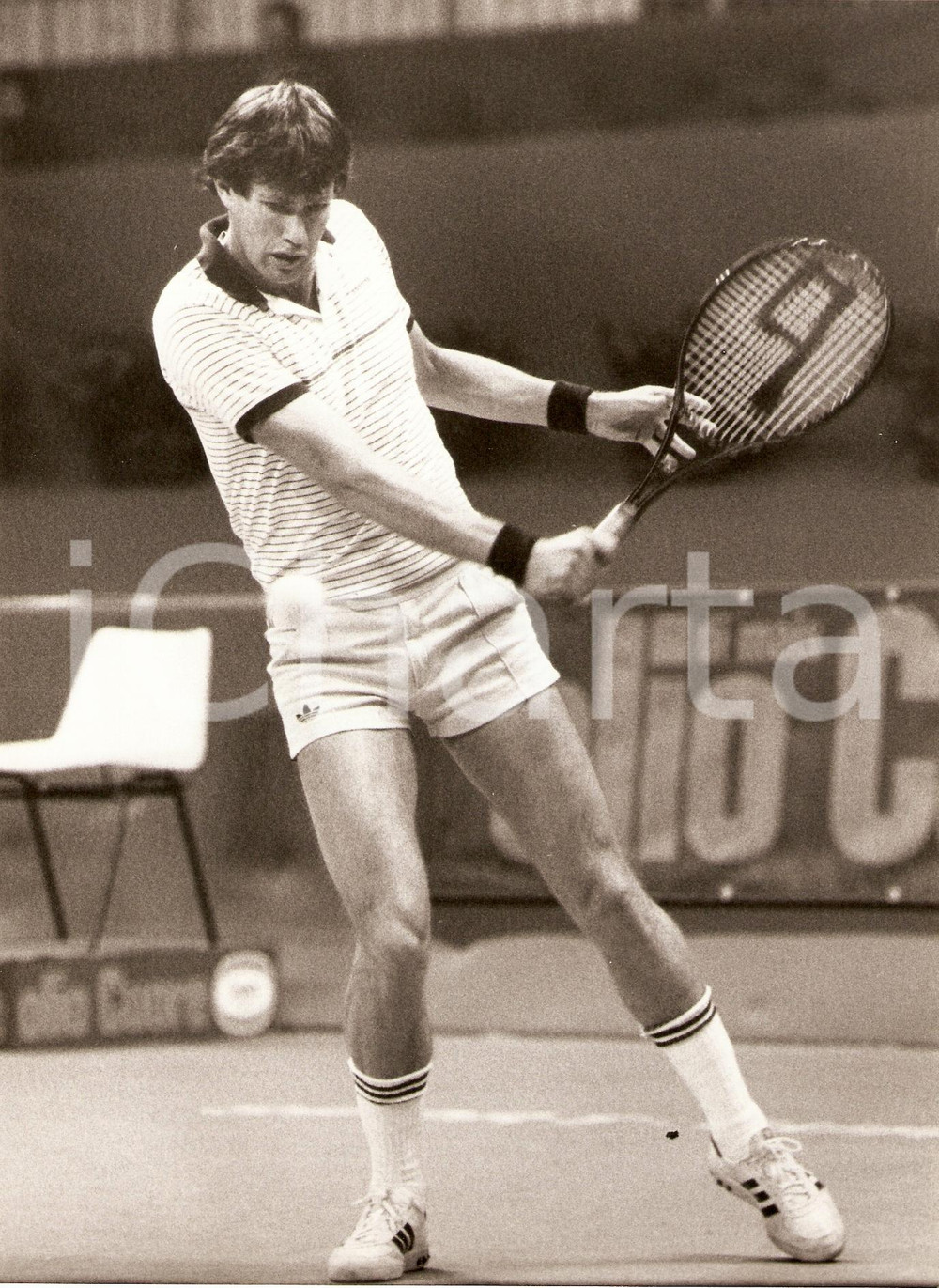 Fotografia d epoca originale 1982 MILANO Cuore Tennis Cup Russell SIMPSON durante match OLIO CUORE Fotografia 1