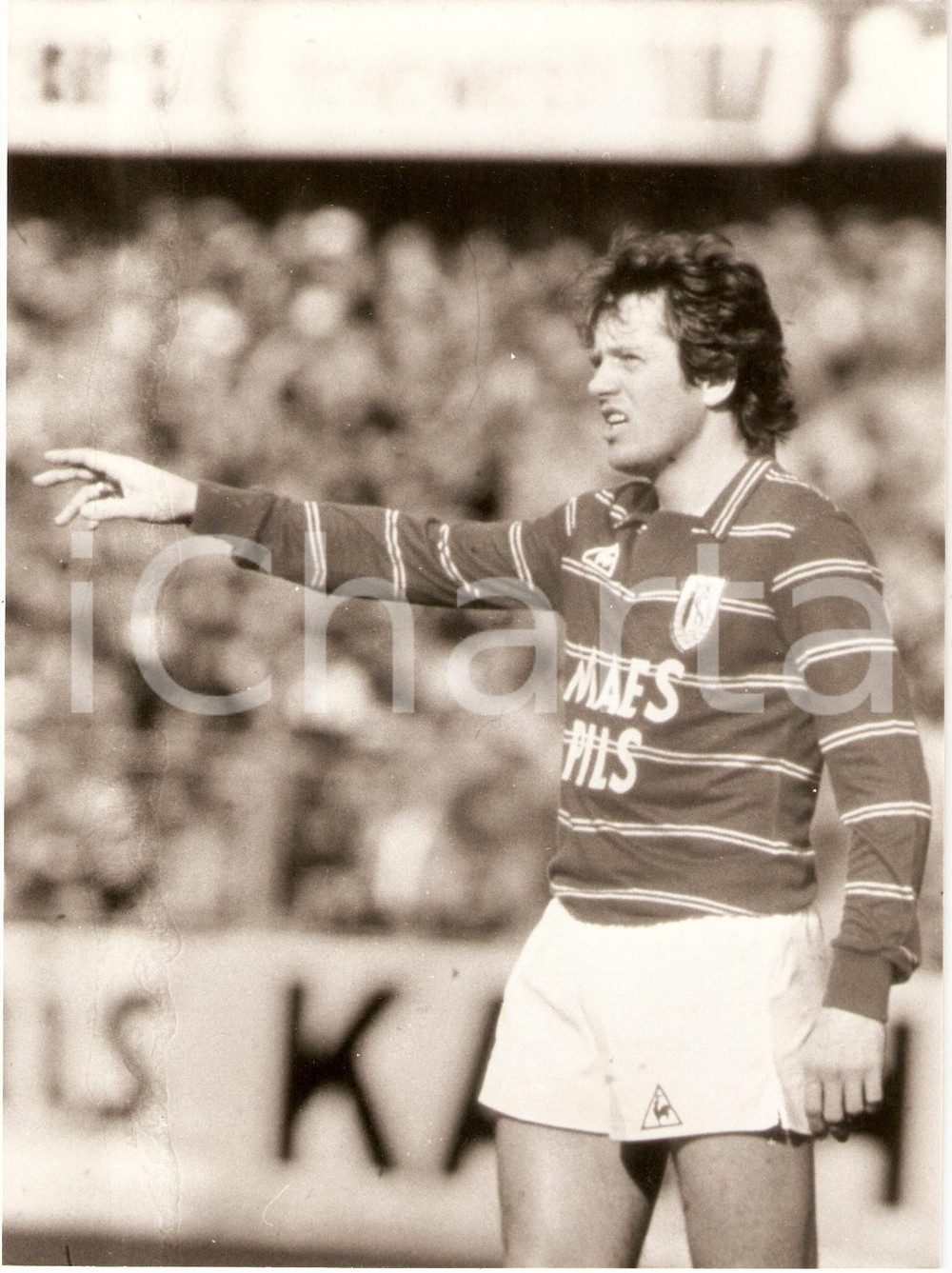 Fotografia d epoca originale 1980 ca BELGIO Calcio STANDARD LIEGI Arie HAAN durante partita Fotografia 1
