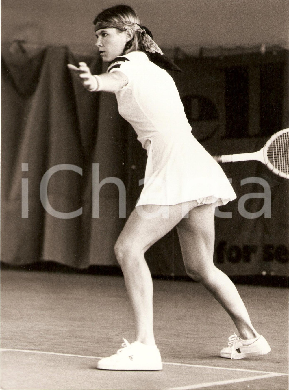 Fotografia d epoca originale 1980 ca SVEZIA Tennis Helena ANLIOT durante un incontro upskirt Fotografia 1