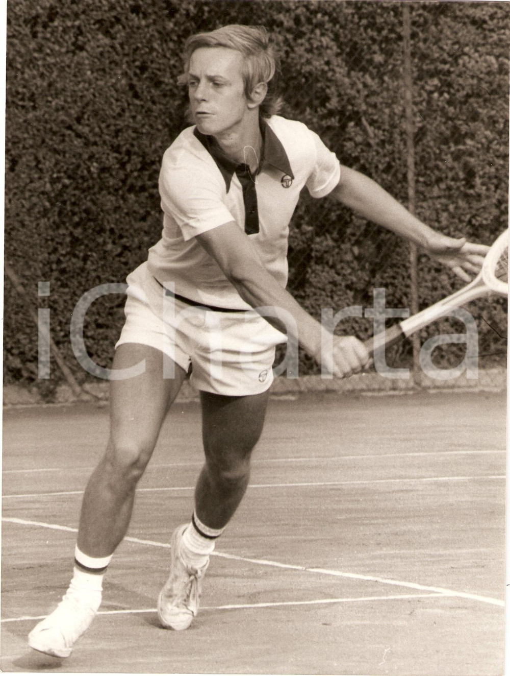 Fotografia d epoca originale 1980 ca CECOSLOVACCHIA Tennis Pavel SLOZIL durante un match Fotografia 1