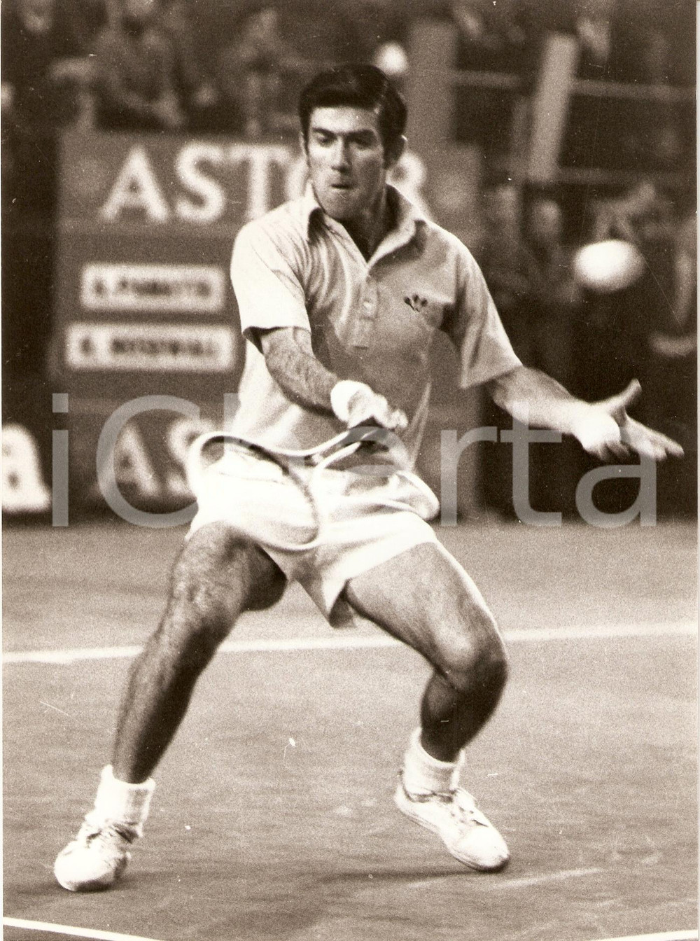 Fotografia d epoca originale 1975 ca AUSTRALIA Tennis Ken ROSEWALL durante un incontro Fotografia 1