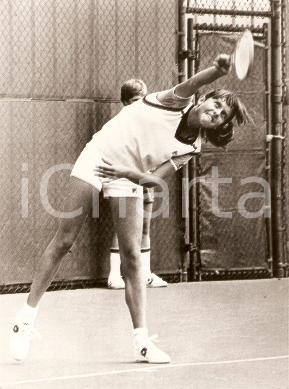 Fotografia d epoca originale 1981 ITALIA Tennis Raffaella REGGI si allena  Sponsor LOTTO Fotografia 1