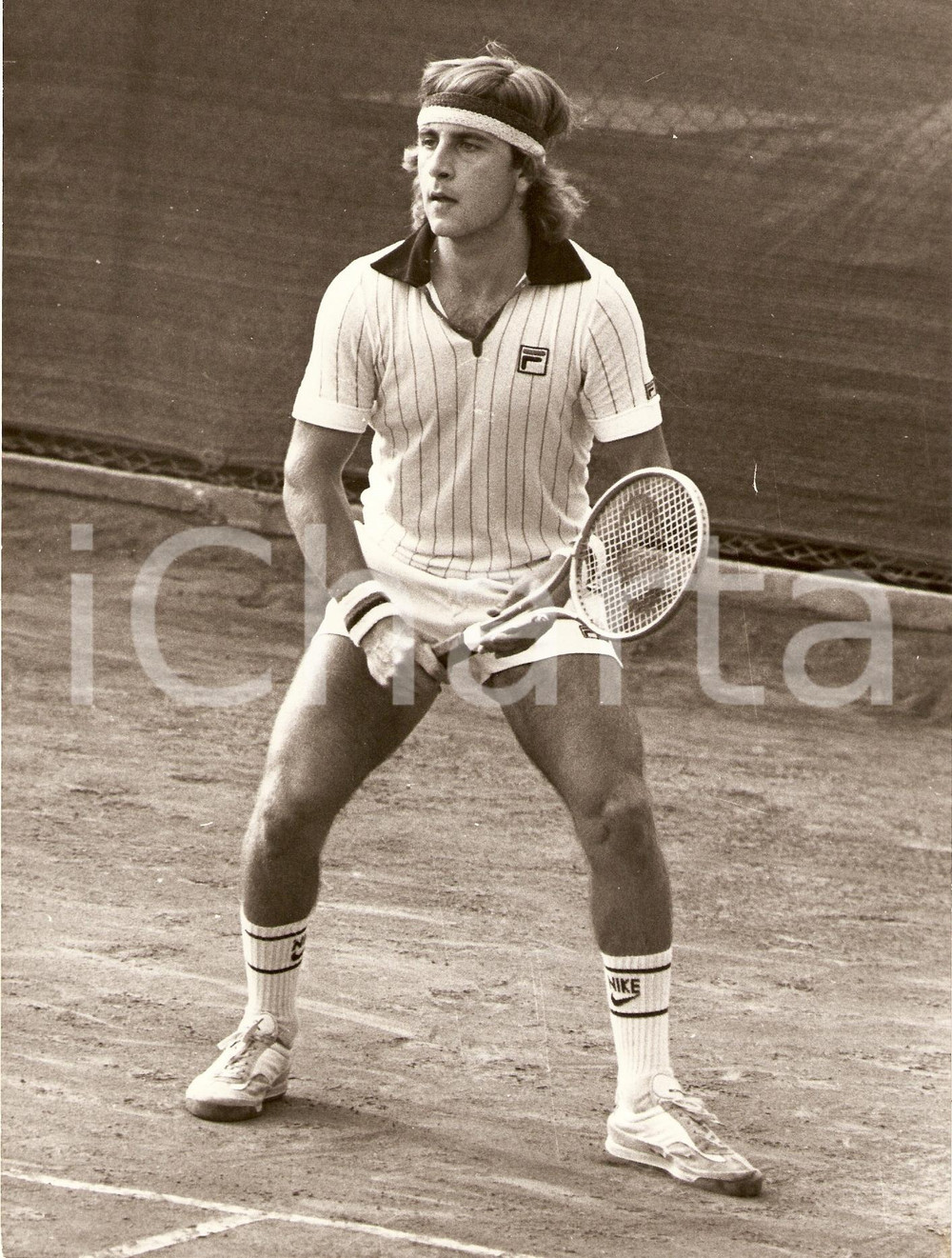 Fotografia d epoca originale 1980 ca ITALIA Tennis Luca BOTTAZZI durante un incontro Sponsor NIKE Fotografia 1