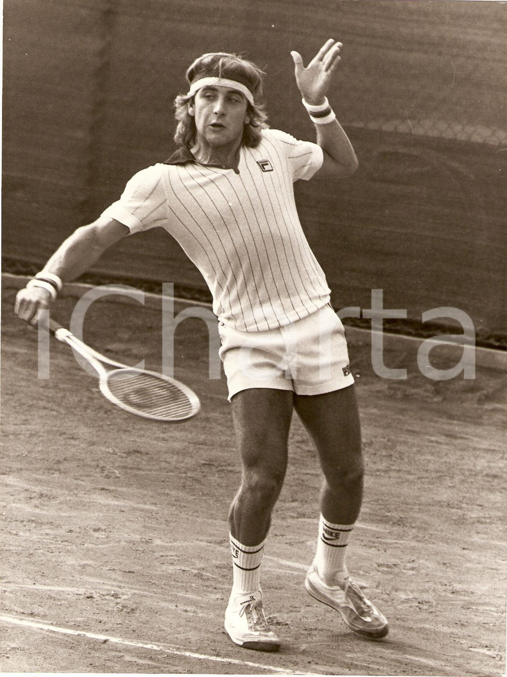 Fotografia d epoca originale 1980 circa ITALIA Tennis Campione Luca BOTTAZZI durante un incontro Fotografia 1