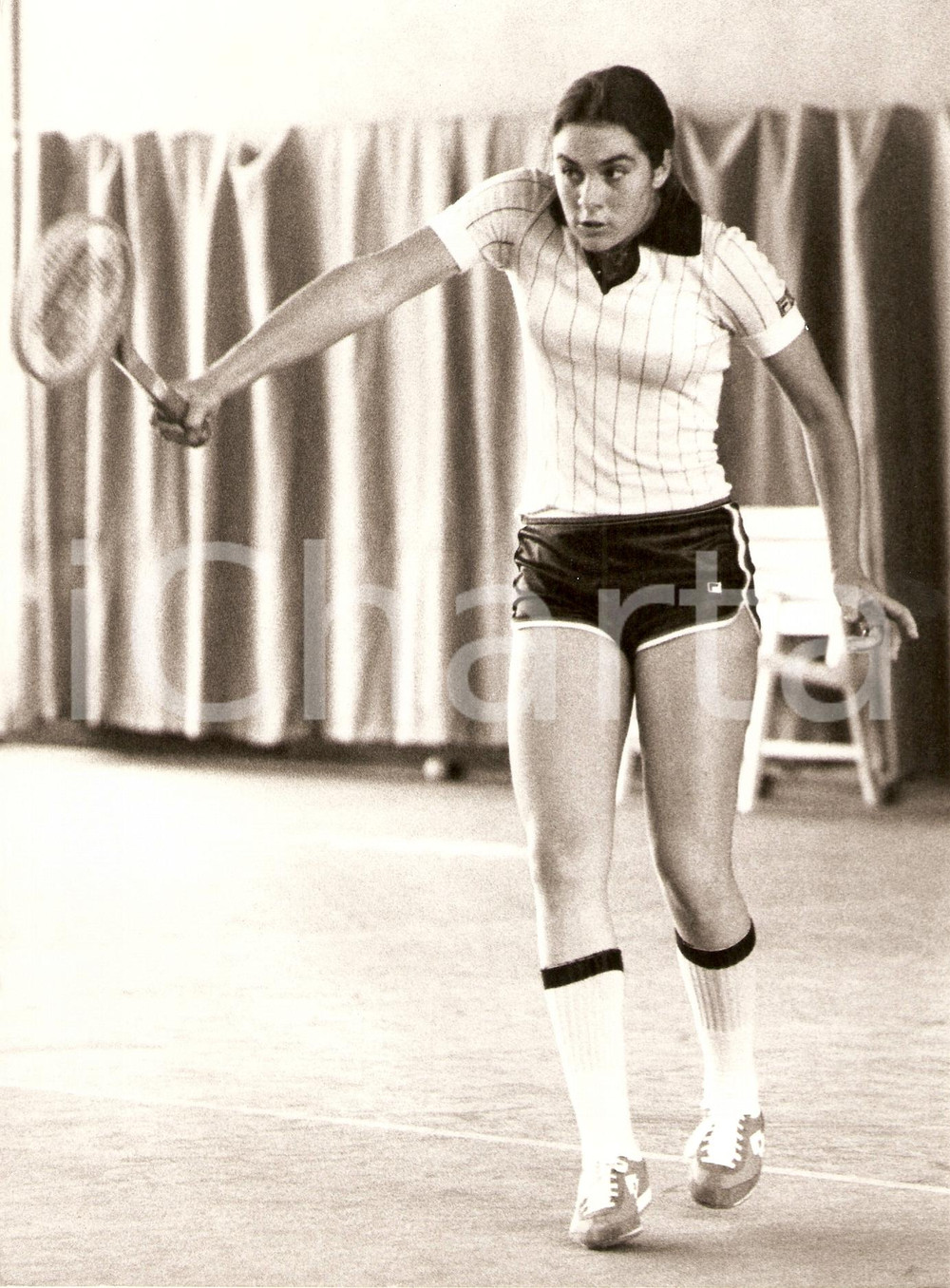 Fotografia d epoca originale 1985 ca MILANO Tennis Rovescio di Sabina SIMMONDS durante allenamento Fotografia 1