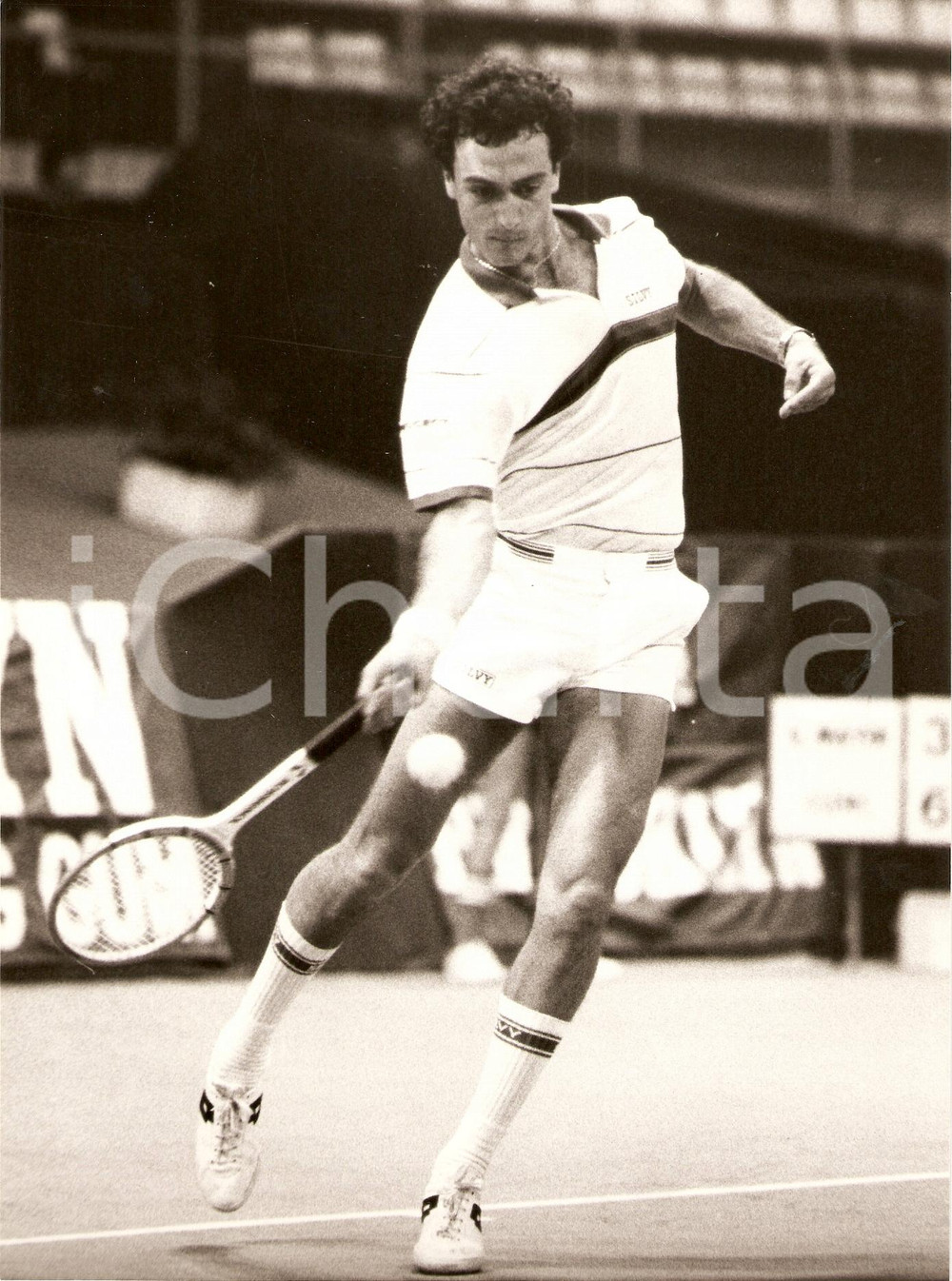 Fotografia d epoca originale 1980 MILANO Tennis BROOKLYN TOURNAMENT JosÃ¨ Luis CLERC durante incontro Foto 1