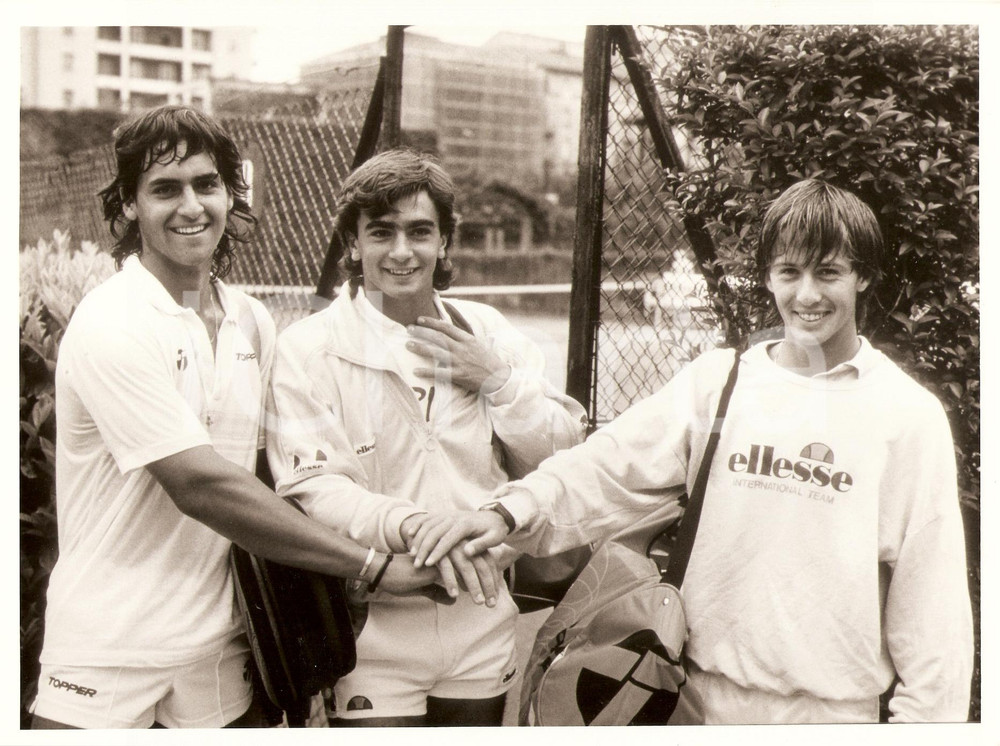 Fotografia d epoca originale 1980 ca TENNIS Alberto MANCINI Guillermo PEREZ ROLDAN Franco DAVIN Fotografia 1