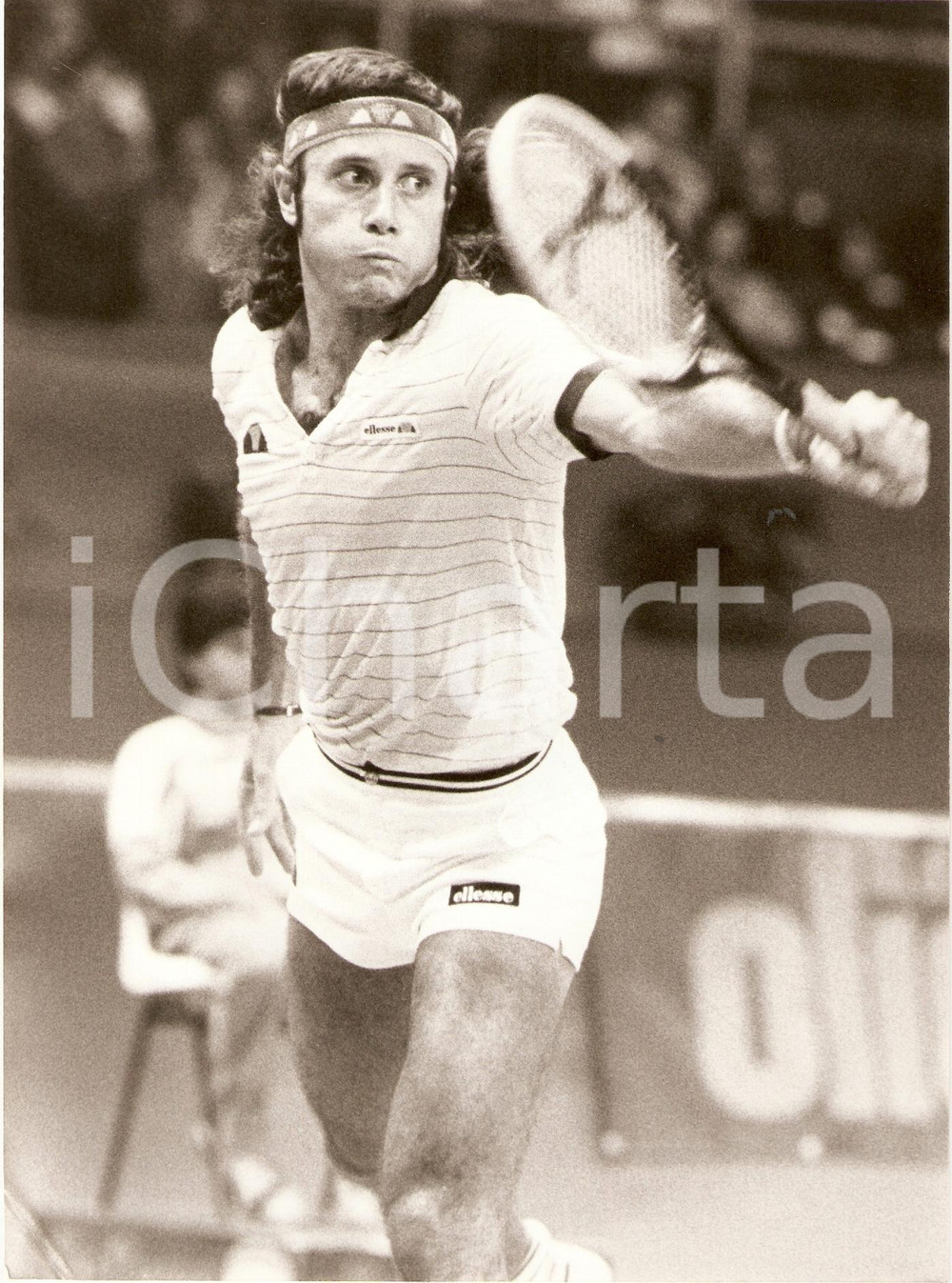 Fotografia d epoca originale 1982 MILANO Cuore Tennis Cup Guillermo VILAS durante match Ritratto Fotografia 1