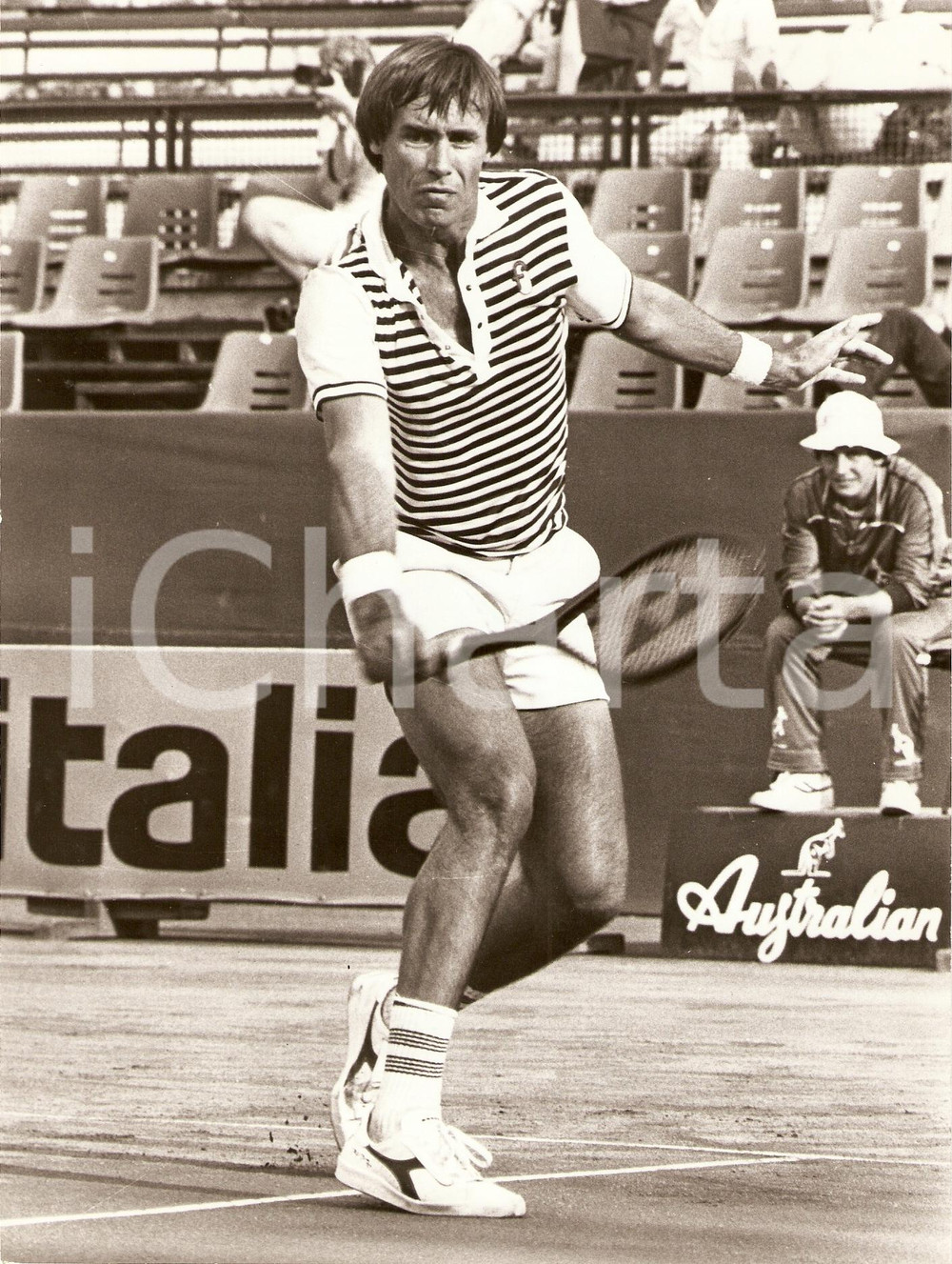 Fotografia d epoca originale 1980 circa AUSTRALIA Tennis John ALEXANDER match Sponsor AUSTRALIAN Fotografia 1