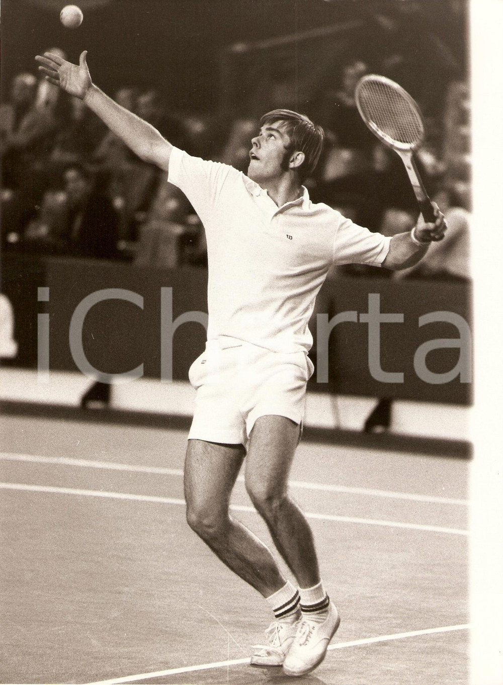Fotografia d epoca originale 1980 MILANO Tennis BROOKLYN TOURNAMENT Roscoe TANNER durante servizio Fotografia 1