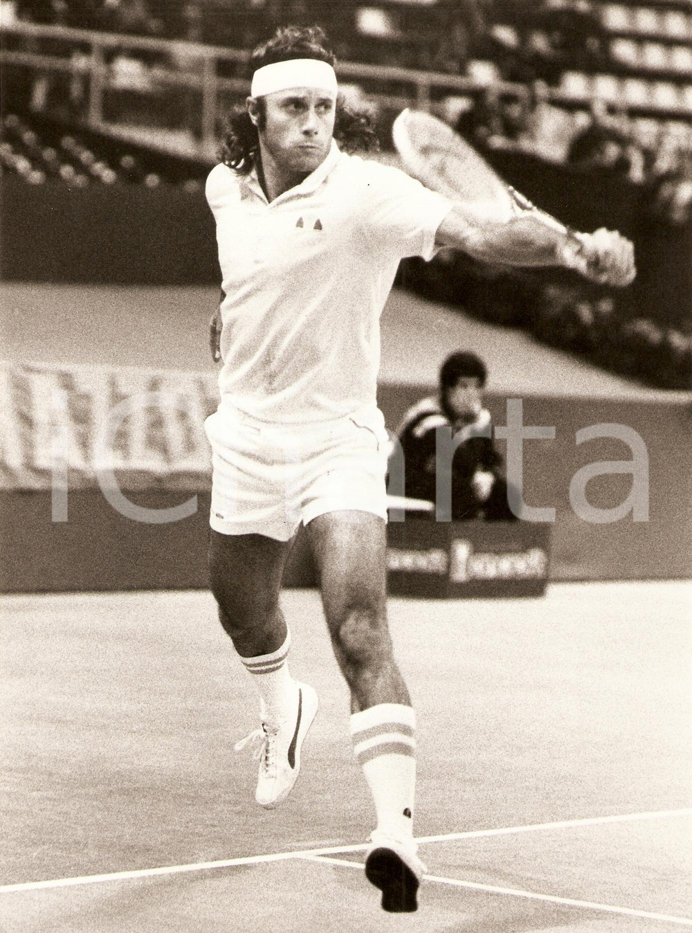 Fotografia d epoca originale 1980 MILANO Tennis RAMAZZOTTI CUP Guillermo VILAS durante incontro Fotografia 1
