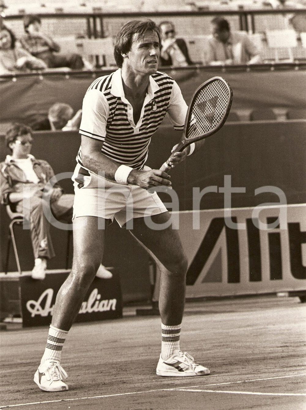 Fotografia d epoca originale 1980 circa AUSTRALIA Tennis John ALEXANDER match Sponsor ALITALIA Fotografia 1