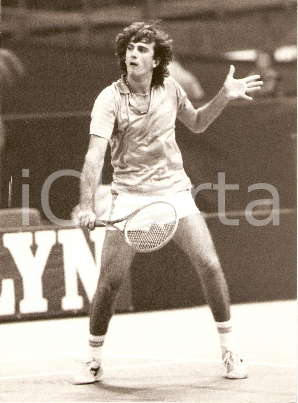 Fotografia d epoca originale 1980 MILANO Tennis BROOKLYN TOURNAMENT Gianluca RINALDINI durante un match Foto 1
