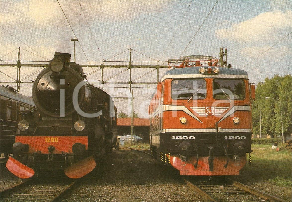 Cartolina originale da collezione 1975 ca SWEDEN Statens jarnvagar SJ anglok F 1200 SJ ellok Rc 4 1200 Cartolina 1