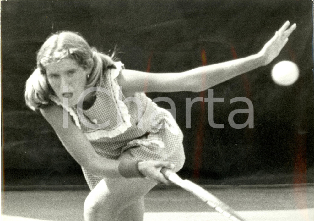Fotografia d epoca originale 1980 ca MILANO Tennis Tracy AUSTIN in attacco durante un match Foto 30 x 24 cm 1