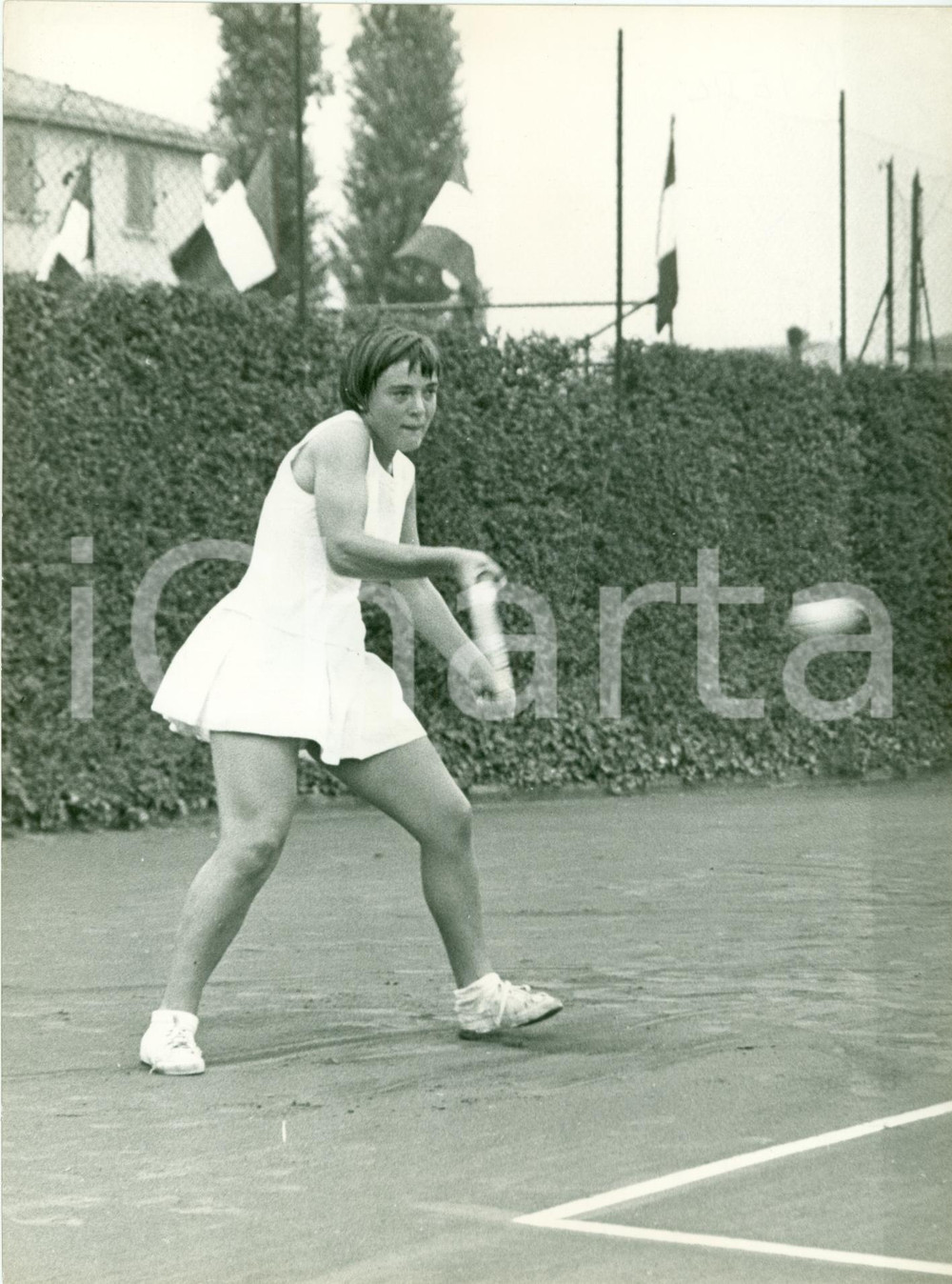 Fotografia d epoca originale 1960 ca BOLOGNA Tennis Maria Teresa RIEDL si allena per le Universiadi FOTO 1