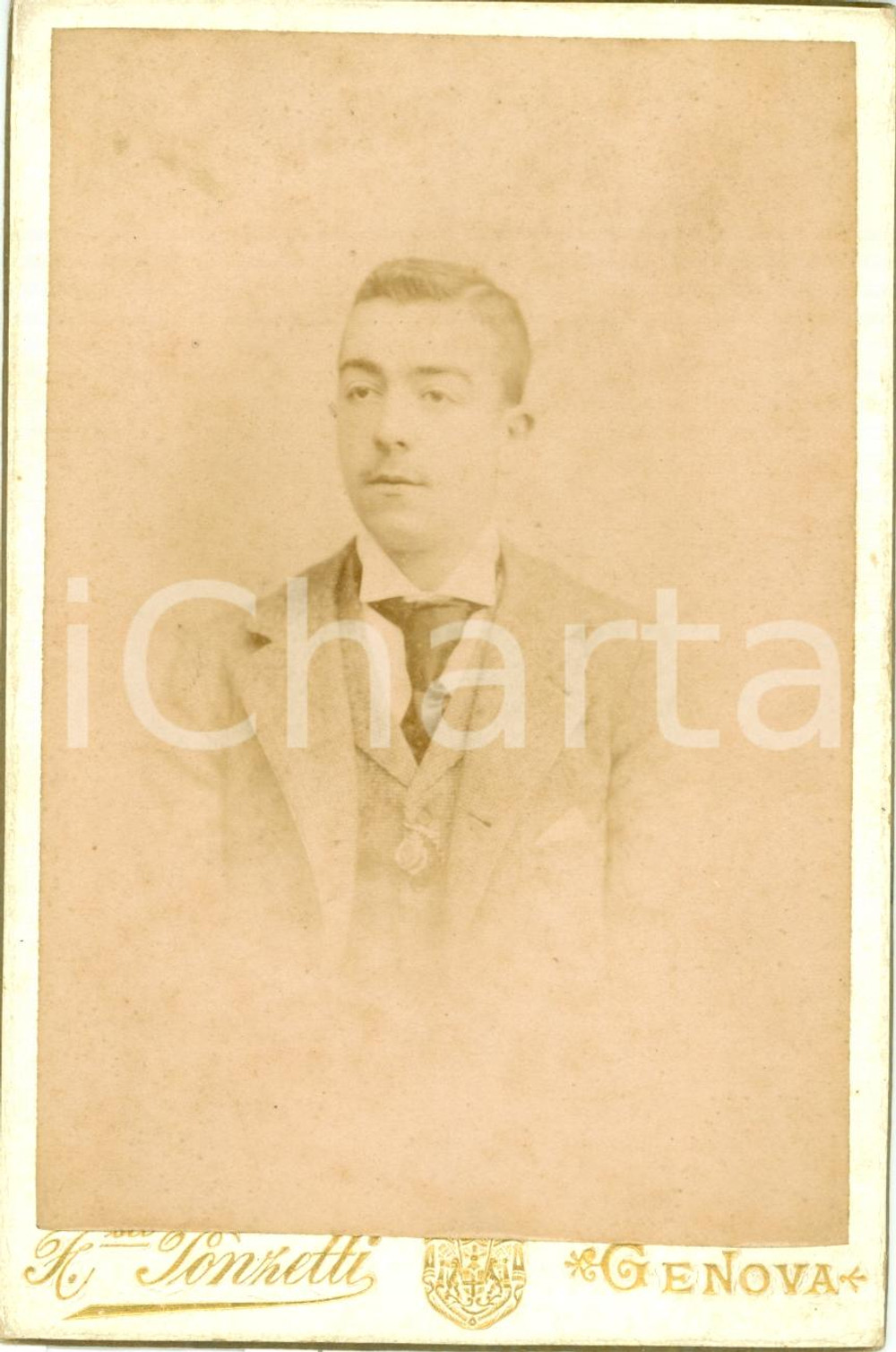 Fotografia d epoca originale 1890 ca GENOVA Ritratto giovane gentiluomo Fotografia PONZETTI 1