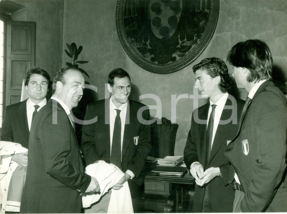 Fotografia d epoca originale 1987 PRATO Tennis Sorteggi Coppa DAVIS per squadra ITALIA Fotografia 1