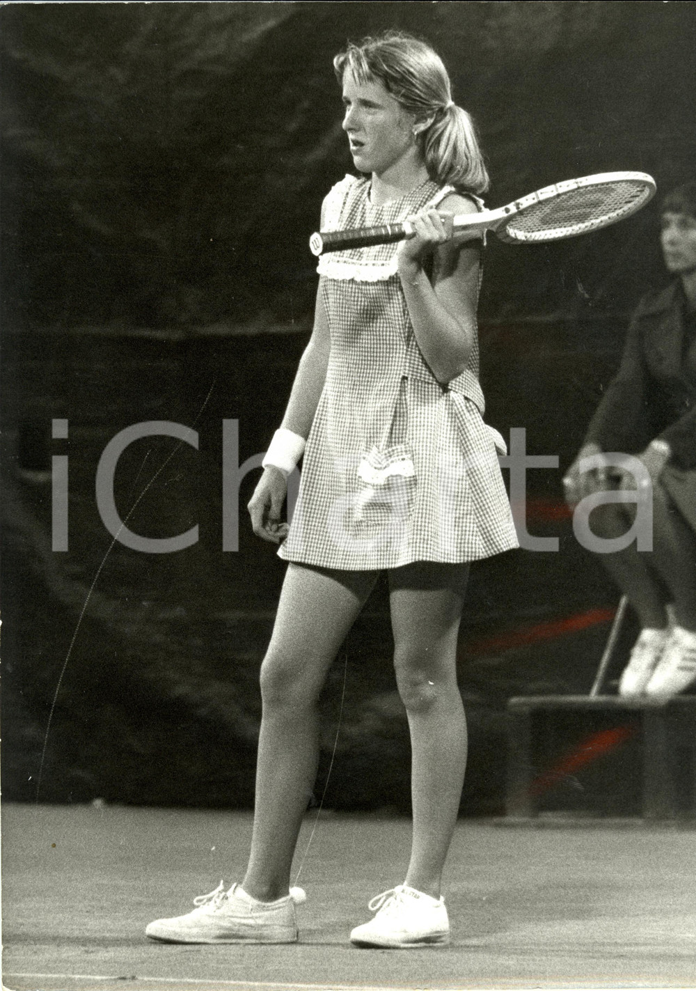 Fotografia d epoca originale 1980 ca MILANO Tennis Tracy AUSTIN in attesa di colpire Fotografia 24 x 30 cm 1