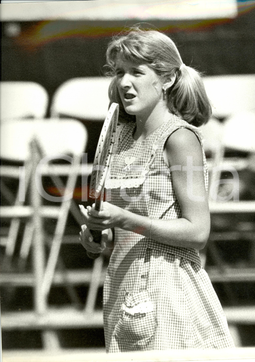 Fotografia d epoca originale 1980 ca MILANO Tennis Tracy AUSTIN cerca concentrazione Fotografia 24 x 30 cm 1