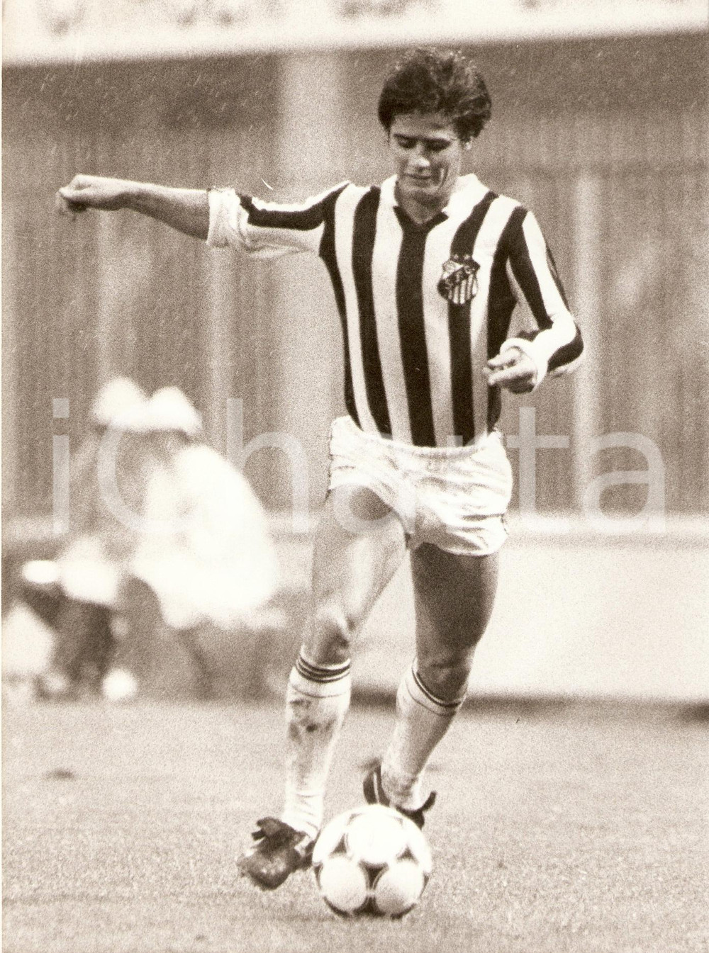 Fotografia d epoca originale 1980 ca BRASILE SANTOS Calcio Joao Paulo DE LIMA FILHO in partita Fotografia 1
