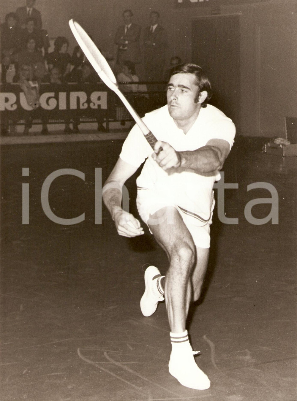Fotografia d epoca originale 1975 ca INGHILTERRA Tennis Roger TAYLOR durante match Fotografia 1