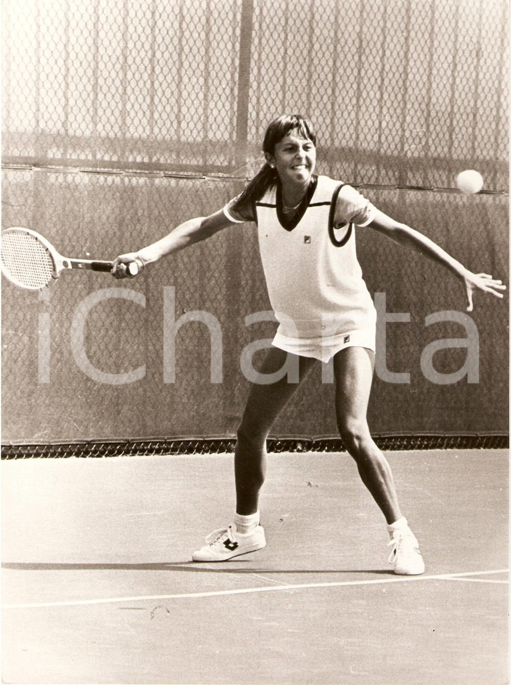 Fotografia d epoca originale 1980 circa TENNIS Raffaella REGGI durante allenamento FILA Fotografia 1