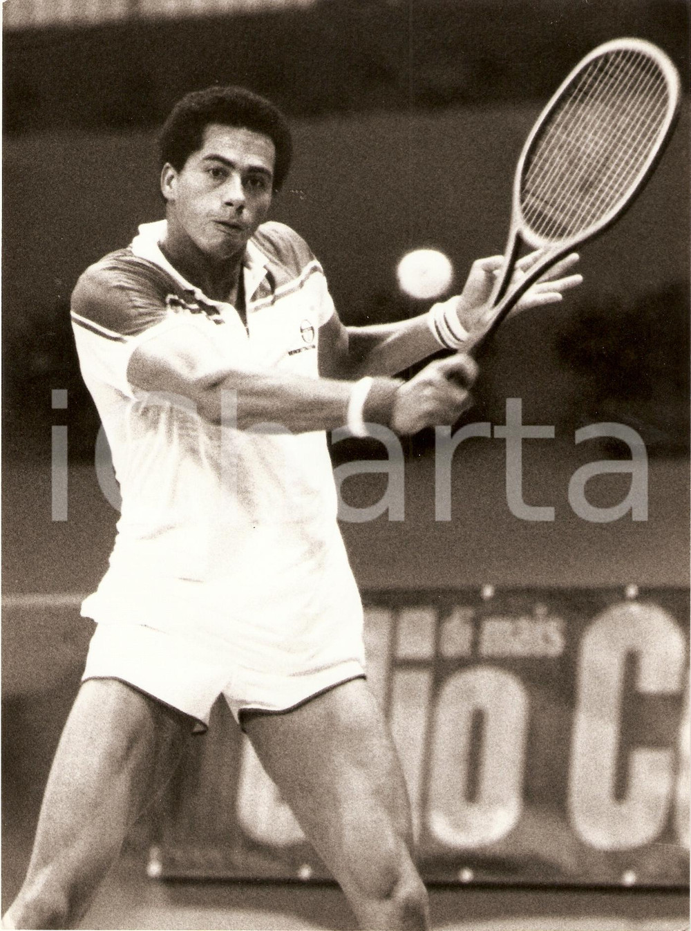 Fotografia d epoca originale 1982 MILANO Cuore Tennis Cup Chip HOOPER durante un incontro OLIO CUORE Foto 1