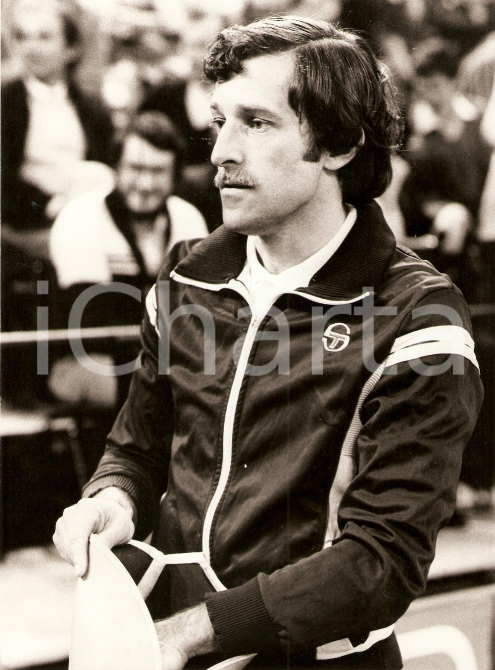 Fotografia d epoca originale 1980 circa CECOSLOVACCHIA Tennis Jan KODES Ritratto Sponsor SERGIO TACCHINI Foto 1