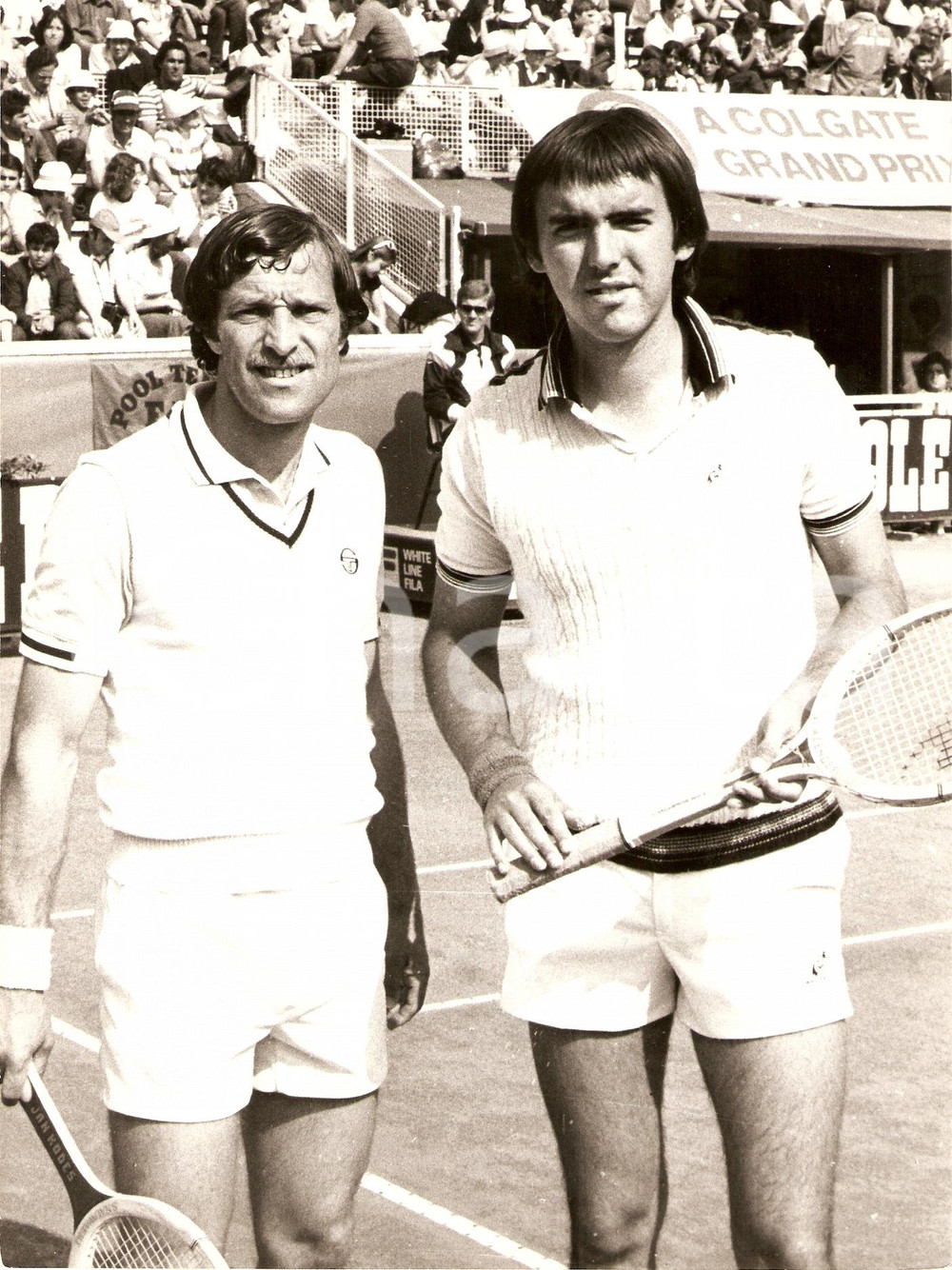Fotografia d epoca originale 1980 ca COLGATE PALMOLIVE GRAND PRIX Tennis Jan KODES Tomas SMID Fotografia 1