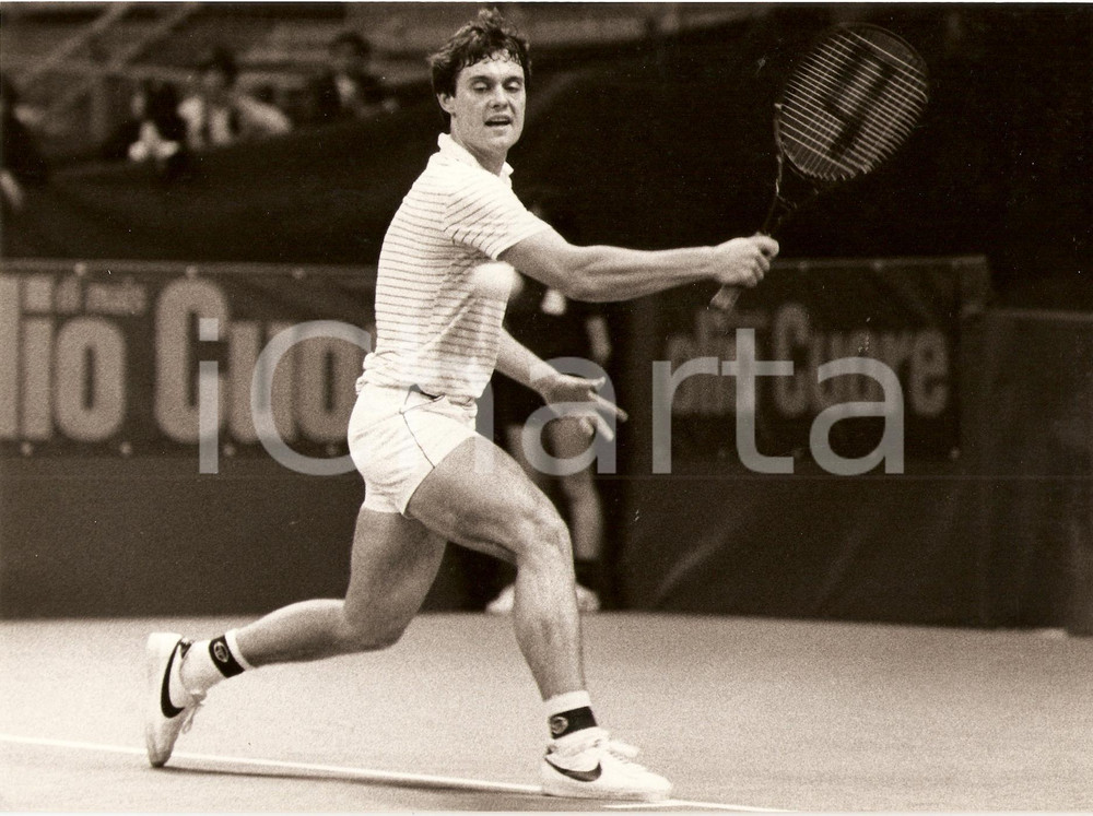 Fotografia d epoca originale 1980 ca MILANO Tennis CUORE TENNIS CUP Gene MAYER durante partita Fotografia 1