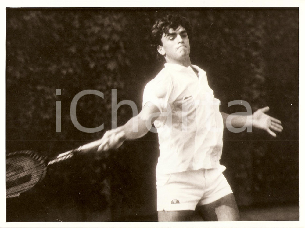 Fotografia d epoca originale 1980 ca ARGENTINA Tennis Guillermo PEREZ ROLDAN durante un match Fotografia 1