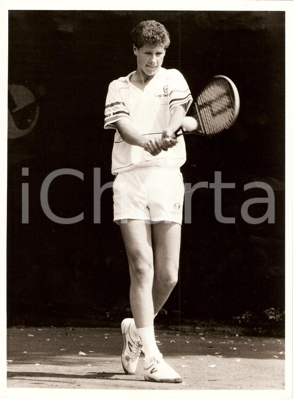 Fotografia d epoca originale 1985 circa SVEZIA Tennis Niklas KULTI durante un allenamento Fotografia 1