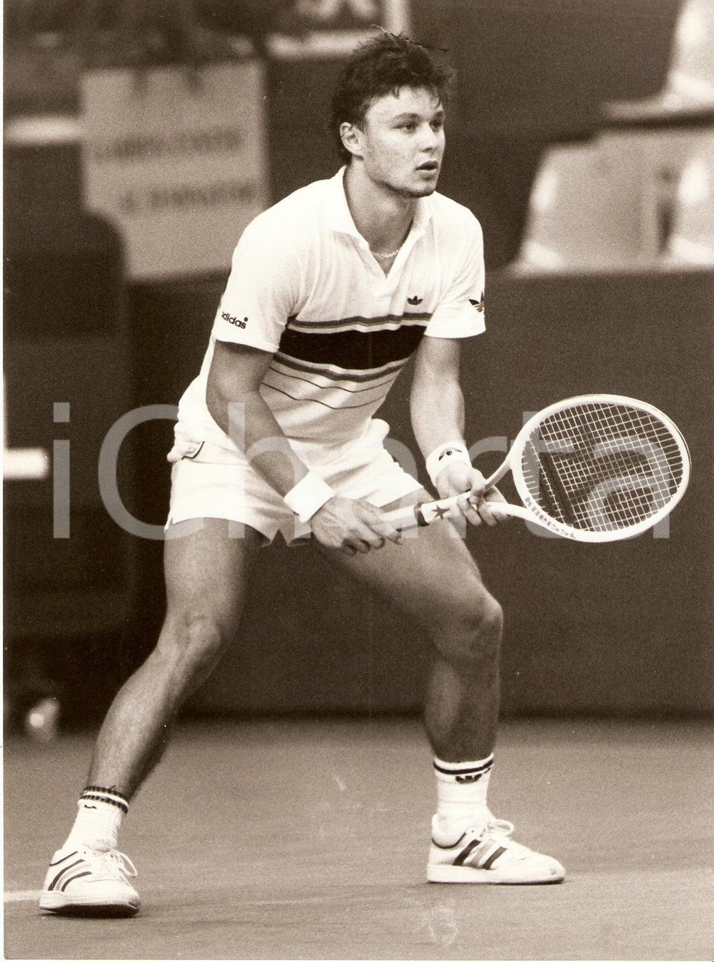 Fotografia d epoca originale 1985 circa CECOSLOVACCHIA Tennis Marian VAJDA durante partita Fotografia 1