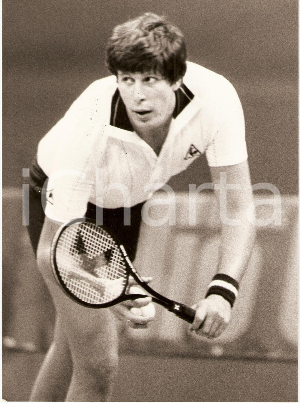 Fotografia d epoca originale 1982 MILANO Cuore Tennis Cup Victor AMAYA prepara il servizio Fotografia 1