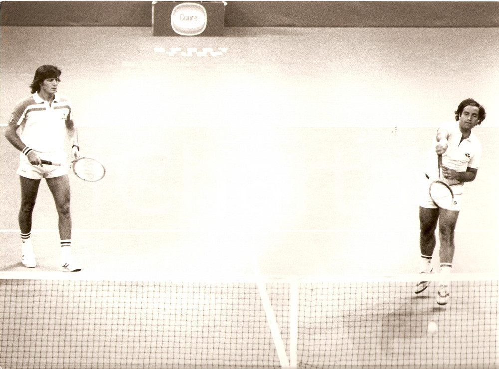 Fotografia d epoca originale 1982 MILANO Cuore Tennis Cup Adriano PANATTA Paolo BERTOLUCCI Fotografia 1