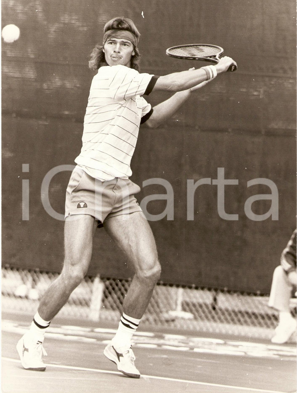 Fotografia d epoca originale 1980 circa NUOVA ZELANDA Tennis Chris LEWIS durante incontro Fotografia 1