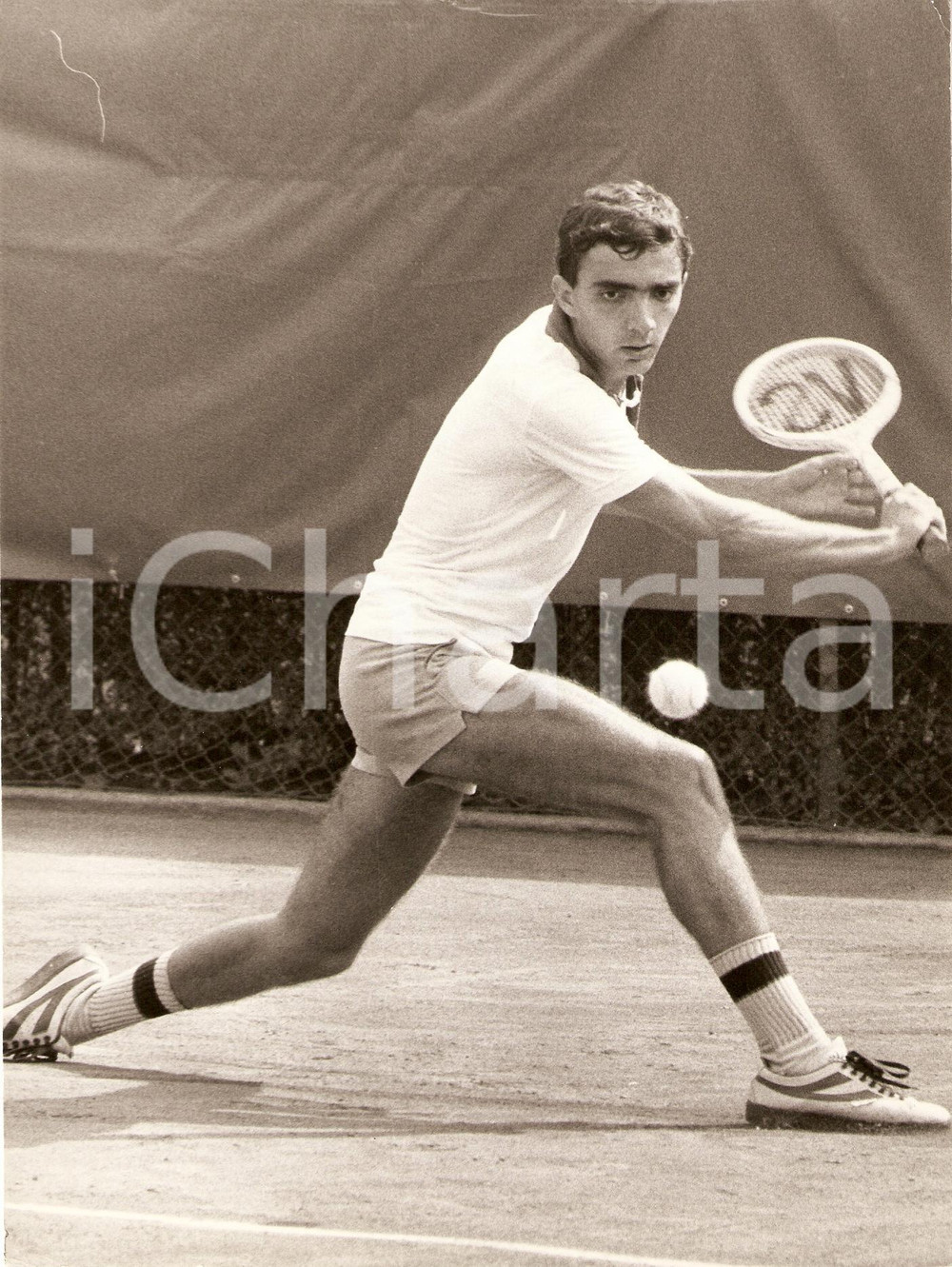Fotografia d epoca originale 1975 circa ITALIA Tennis Franco MERLONE durante allenamenti Fotografia 1