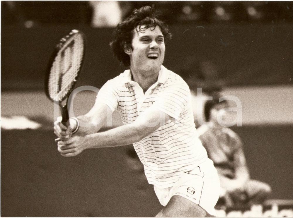Fotografia d epoca originale 1980 ca STATI UNITI Tennis Gene MAYER durante un match Ritratto Fotografia 1