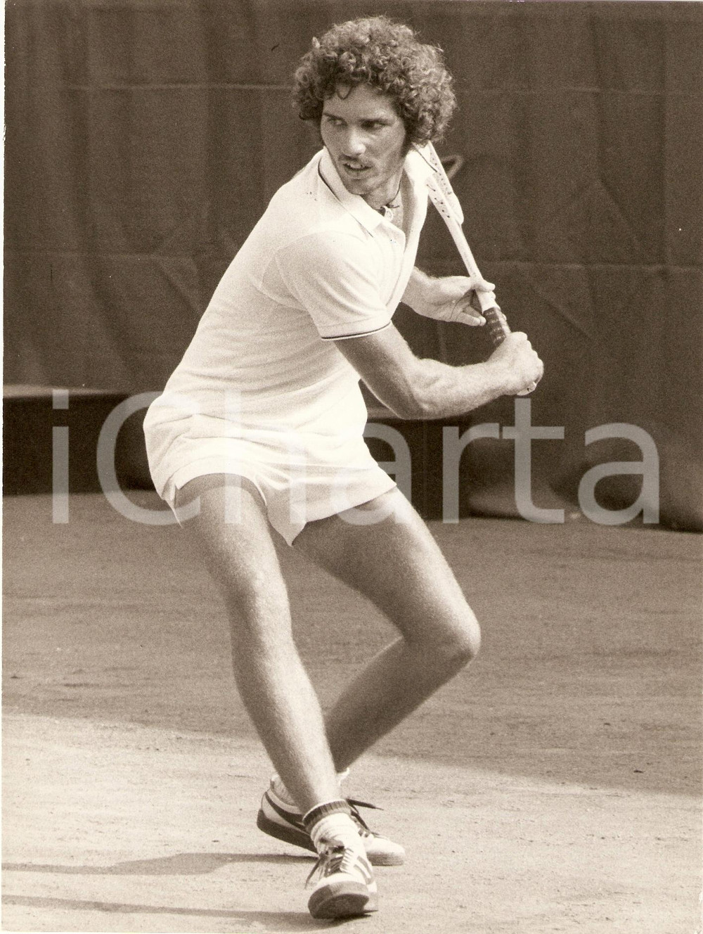 Fotografia d epoca originale 1980 ca ECUADOR Tennis Ricardo YCAZA durante un match Ritratto Fotografia 1