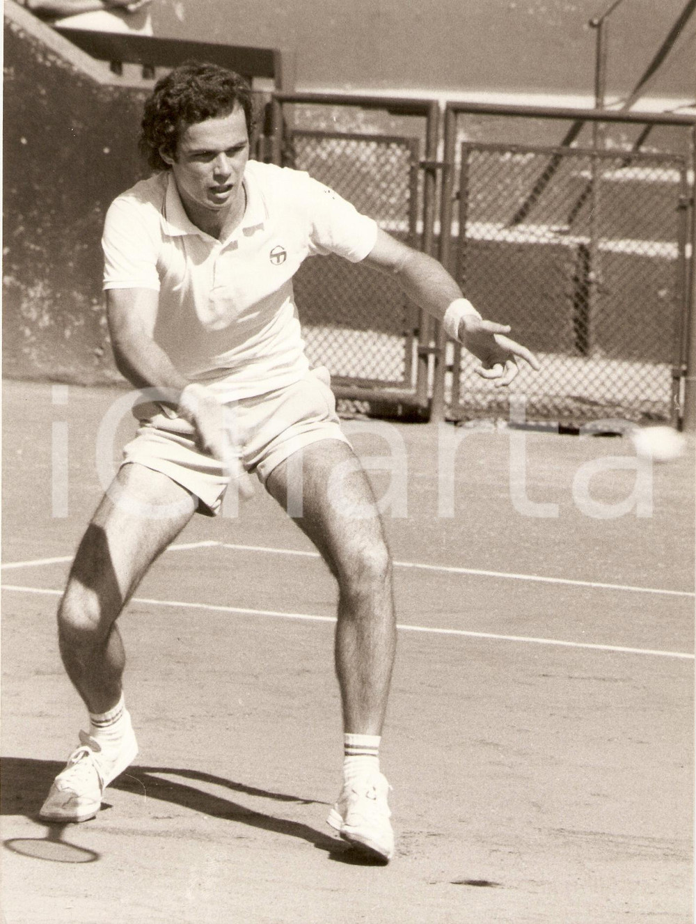 Fotografia d epoca originale 1980 ca UNGHERIA Tennis Balasz TAROCZY durante un match Ritratto Fotografia 1