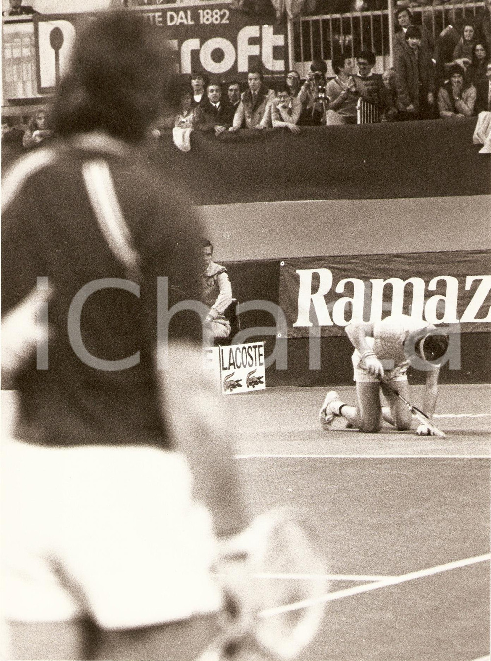 Fotografia d epoca originale 1978 MILANO Ramazzotti Tennis Cup Adriano PANATTA mette ko Bjorn BORG Fotografia 1