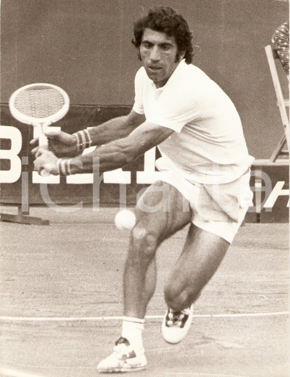 Fotografia d epoca originale 1975 ca SPAGNA Tennis Manuel ORANTES durante un match Ritratto Fotografia 1