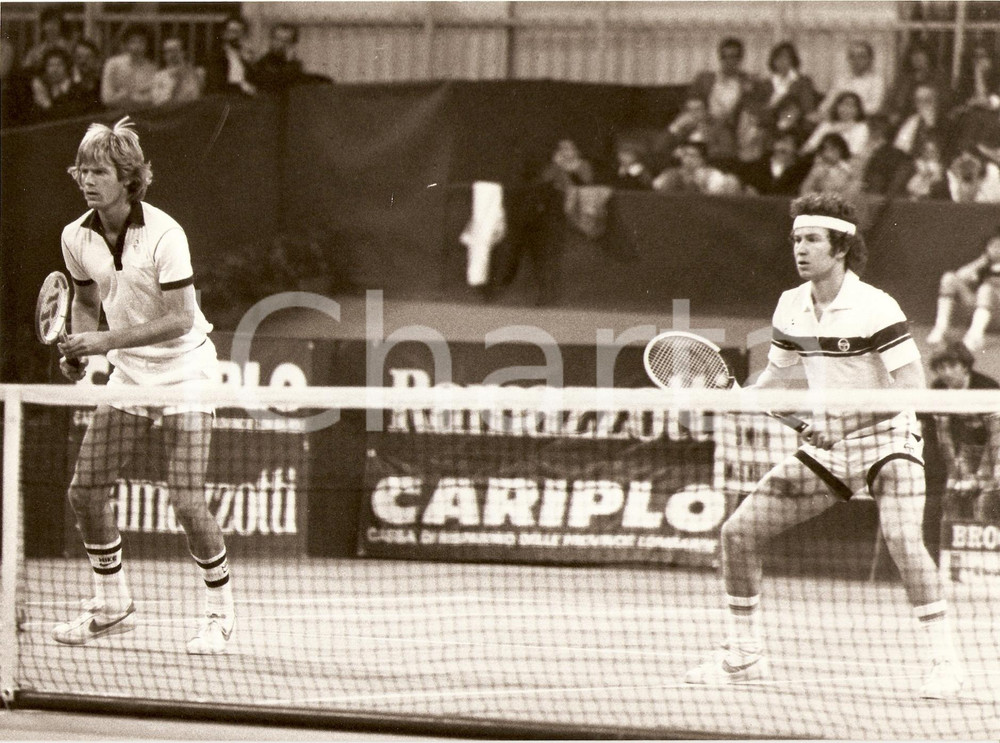 Fotografia d epoca originale 1980 MILANO Tennis RAMAZZOTTI CUP John MCENROE Peter FLEMING doppia Fotografia 1