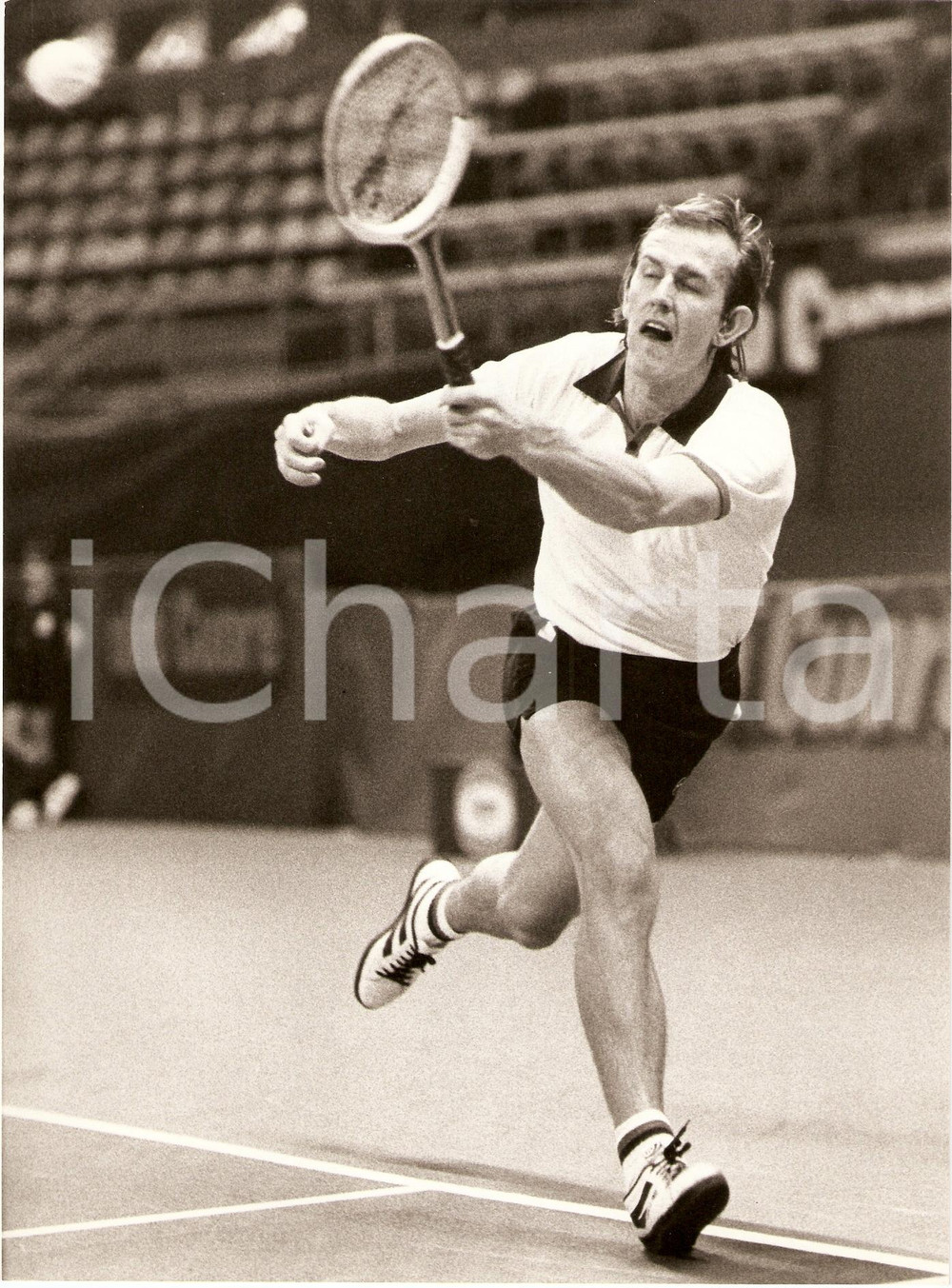 Fotografia d epoca originale 1982 MILANO Cuore Tennis Cup Richard LEWIS durante un incontro Fotografia 1