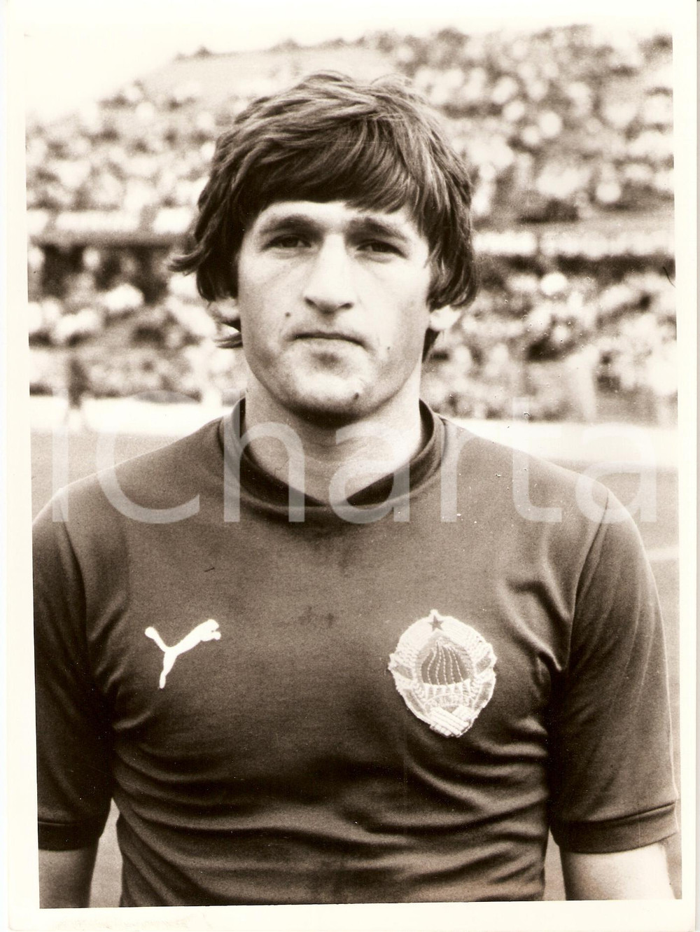 Fotografia d epoca originale 1982 JUGOSLAVIA Calcio MONDIALI Safet SUSIC Ritratto Calciatore Fotografia 1