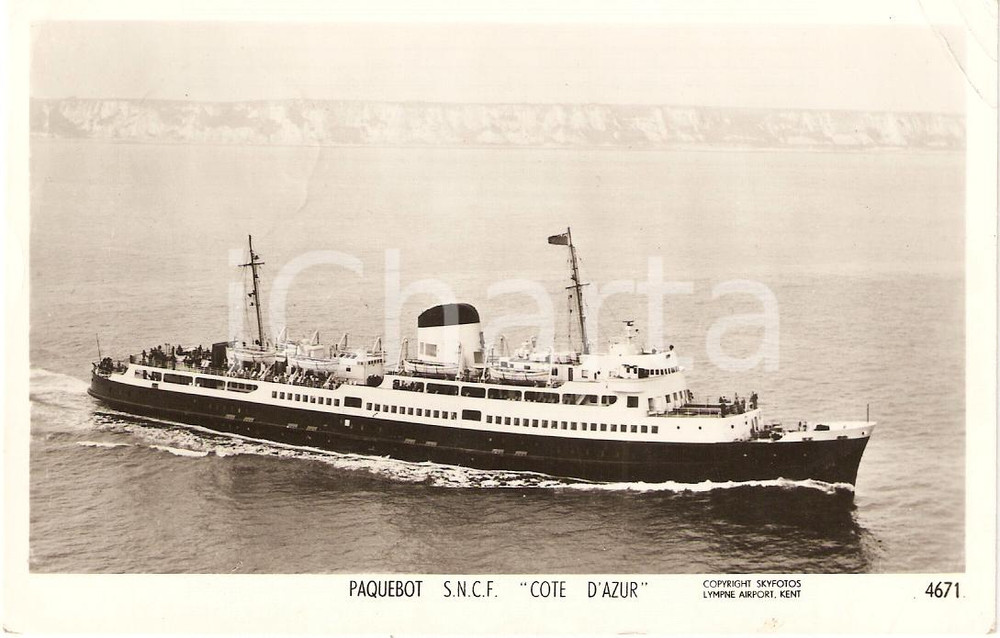 Cartolina originale da collezione 1960 MARINA FRANCESE Paquebot S.N.C.F COTE D AZUR Piroscafo Cartolina FP VG 1