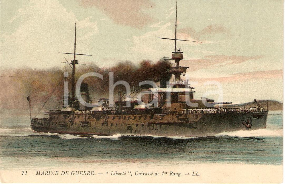 Cartolina originale da collezione 1910 ca MARINA MILITARE FRANCESE CuirassÃ© LIBERTE  Corazzata Cartolina FP NV 1