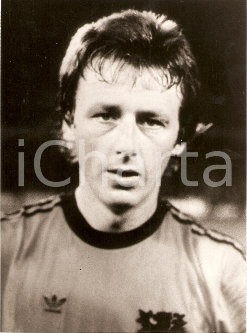Fotografia d epoca originale 1980 ca CALCIO Hugo HOVENKAMP Difensore Nazionale OLANDA Ritratto Fotografia 1