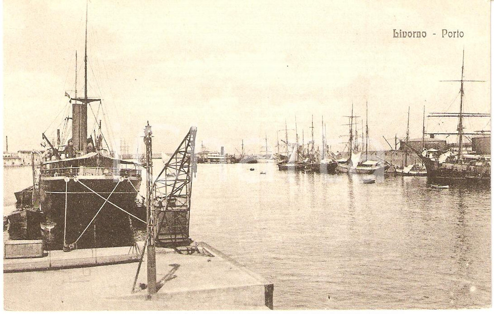 Cartolina originale da collezione 1916 LIVORNO Navi attraccate al PORTO Cartolina FP NV 1